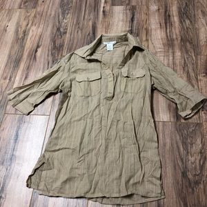 Charlotte Russe Tan Blouse 3/4 Sleeves Size Small